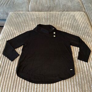 Calvin Klein black cowl neck sweater. Size XL. Gold button detail to neck